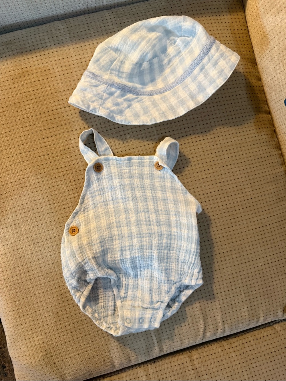 Gingham Romper and Hat